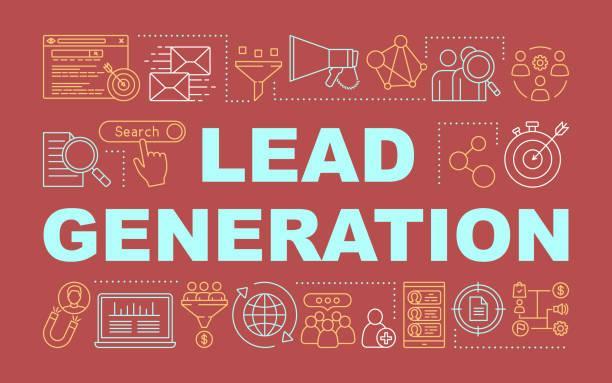 Lead generation word concepts banner. Digital marketing benefit. List building. Presentation, website. Isolated lettering typography idea with linear icons. Vector outline illustration Lead generation word concepts banner. Digital marketing benefit. List building. Presentation, website. Isolated lettering typography idea with linear icons. Vector outline illustration  Lead Generation stock illustrations